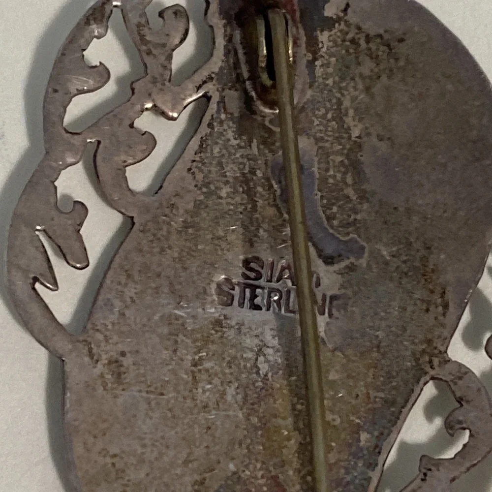 VTG Sterling Silver Niello Siam Pendant Brooch - Picture 6 of 8